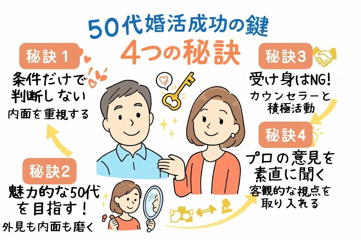 結婚相談所で成婚するための秘訣をイラストで図解
