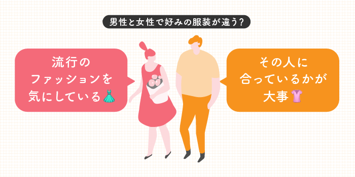 男性と女性では好きな服装に違いがある