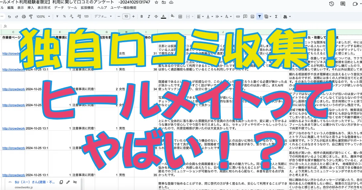 実際に口コミを収集した資料の写真