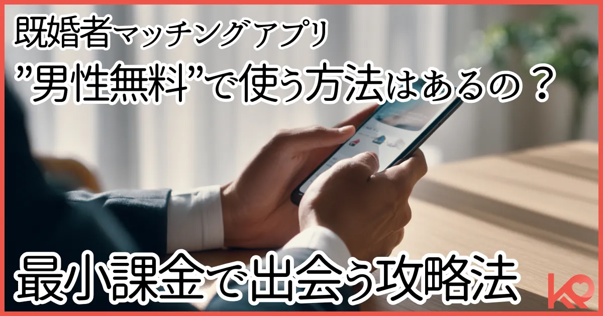 【男性必見】既婚者マッチングアプリを”男性無料”で使う方法|最小課金で出会う攻略法